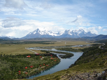 Torres del Paine, Chile with river